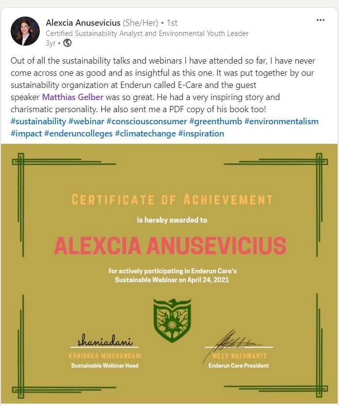 Testimonial from Alexcia Anusevicius