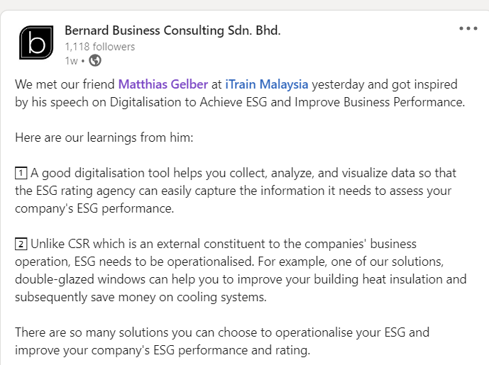 Testimonial from Bernhard Business Consulting