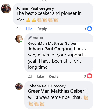 Testimonial from Johann Paul Gregory